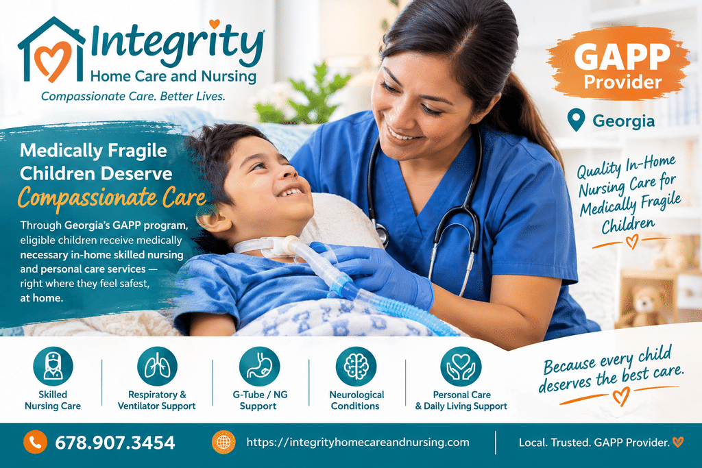 Medically fragile child receiving GAPP in-home nursing care in Georgia